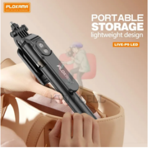 Plokama Live P9 Live Broadcast LIVE-P91700MM (6 Feet) Live Broadcasting Selfie Stand With Rechargeable Selfie P9 Bluetooth 4 in 1 Tripod LED Remote Control Tripod 1700mm Selfie Stick Tripod Bluetooth