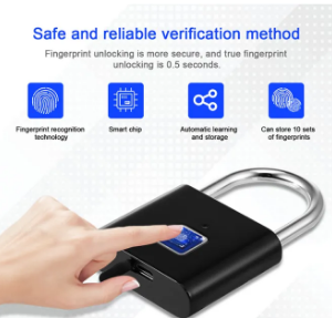 Mini Keyless Smart Security Lock Fingerprint Padlock For Cabinet Box Waterproof Fingerprint Padlock