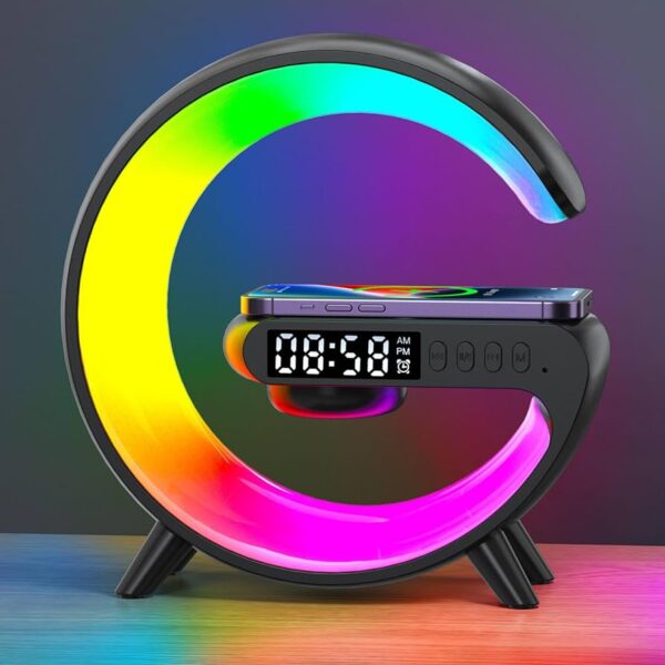 58vTa5PisR4XnuOYO1ZAQRcroSo7uccTOL5H7ebR Smart Table Lamp with Wireless Charger, App Control,Sunrise WakeUp Light, RGB Lamp, Clock, Alarm, Mini Bluetooth Speaker, Dimmable Night Light Lamp Alarm Clock G63