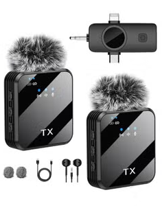 F11-2 3in 1 Wireless Collar Microphone for iPhone/Android/Type C