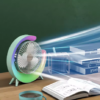 Portable USB Rechargeable Mini Desktop/Table Fan - Rainbow LED Quiet Cooling Fan for Home Office Travel & Indoor Outdoor Use