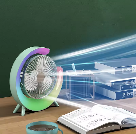 Portable USB Rechargeable Mini Desktop/Table Fan - Rainbow LED Quiet Cooling Fan for Home Office Travel & Indoor Outdoor Use - Image 3