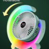 Portable USB Rechargeable Mini Desktop/Table Fan - Rainbow LED Quiet Cooling Fan for Home Office Travel & Indoor Outdoor Use