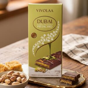 VIVOLAA Dubai Kunafa Chocolate & Pistachio – 100g