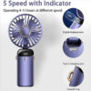 Handheld Fan Personal Fan 5000MAh Rechargeable,5 Speeds with LED Display,90° Adjustable