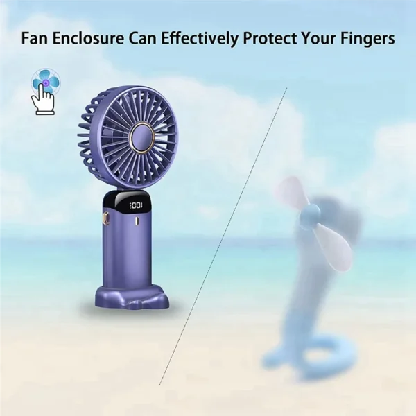 Handheld Fan Personal Fan 5000MAh Rechargeable,5 Speeds with LED Display,90° Adjustable
