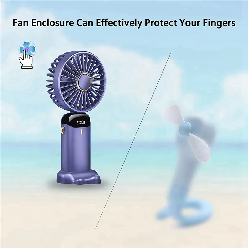 Handheld Fan Personal Fan 5000MAh Rechargeable,5 Speeds with LED Display,90° Adjustable - Image 3