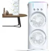 Spray Fan Double-Ended Fan Mini Evaporative Air Cooler Humidifier Fan With LED Light Personal Air Cooler For Travel Camping Room