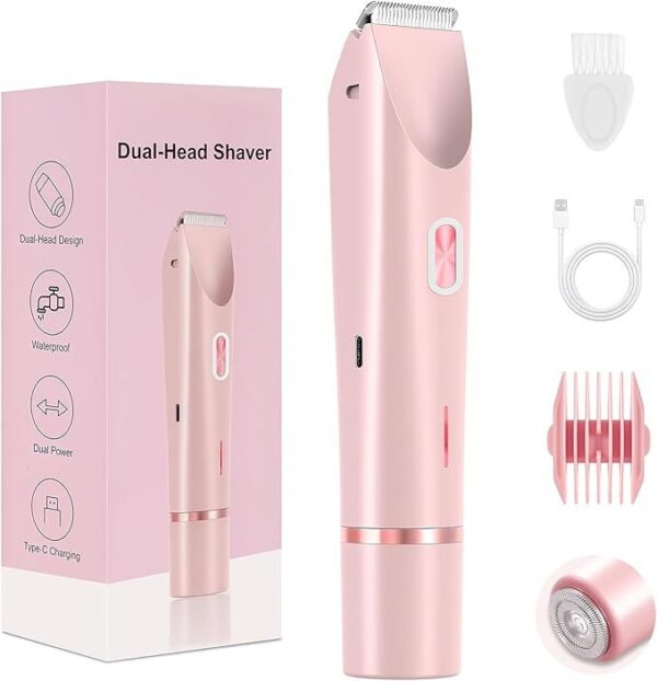 DZ2iuqFEaumbBMD2WIHMHu6maT9wcH2H8y4Ul5eB Waterproof Rechargeable Women's Electric Hair Remover Dual-Head Full-Body Shaver Wet/Dry Compatible Washable ABS Material